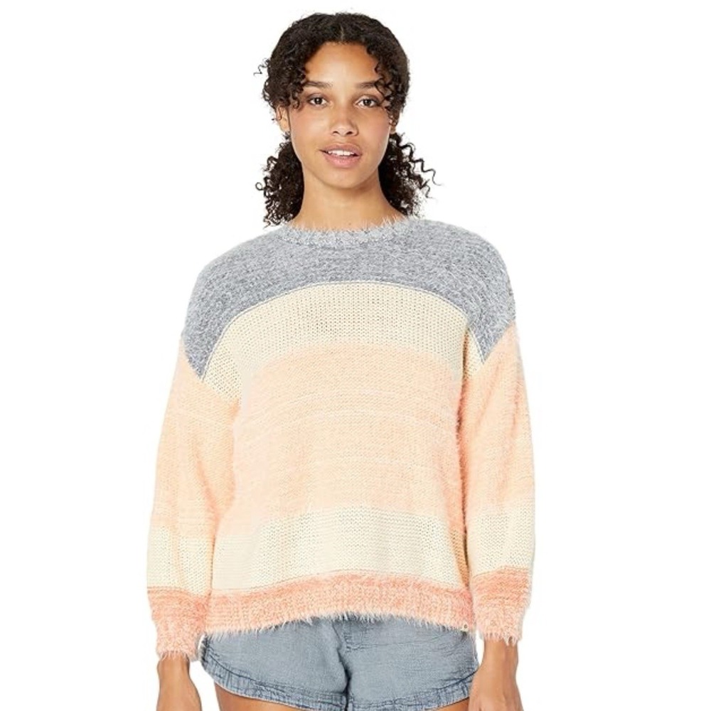 Rip Curl Wool Blend Sweater Women Sz XS/S Soft Colors Fuzzy Treehouse Knit Relax